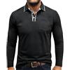 Volemo Polo Uomo Manica Lunga Cotone Magliette Camicie Poloshirt Sport Golf Tops Nero XXL