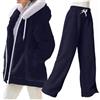 YCBMINGCAN Completo da casa da donna invernale soffice, set 2 pezzi con felpa con cappuccio e pantaloni, caldo secondo pezzo in pile effetto teddy, accogliente tuta da tempo libero a gamba larga, Blu