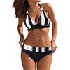 LIJCC Costume da bagno per mastectomia da donna con tasca, bikini da donna a vita alta, bikini a due pezzi con gancio intrecciato e cinghie regolabili, @-Bianco, XL