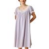 OKSakady Donna Estate Sexy Loose Cotone Pizzo Sleepwear Collo Quadrato Principessa Manica Corta Camicia da Notte