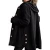 Cicilin Cappotto da donna in velluto a coste autunnale casual con cappuccio giacche in velluto a coste con tasche, Nero , XXL