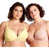 Curve Muse Reggiseno Ferretto Aggiunge 1,5 Coppe Pizzo-x2-Rosa,Giallo-5B
