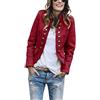 shownicer Donna Elegante Blazer Giacca Manica Lunga Tinta Unita Slim Fit OL Giacca con Pulsante Casual Ufficio Business Lavoro Giacca Cappotto Corto Capispalla Tops A Vino Rosso XL