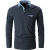 LIUPMWE Manica Lunga da Uomo Puro Cotone Elegante Top Cuciture Classiche Maglietta Commerciale Camicia