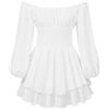 Jinitaimei Vestito Pirata Donna, Costume Pirata Donna, senza Spalline, Mini Abito con Pantaloncini Integrati, a Maniche Lunghe, con Volant, Linea A, 2 in 1, Abito Corto Estivo Boho, Bianco