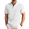 COOFANDY Camicia Henley Uomo Estiva Camicia Casual Maniche Corte con Collo Alto Tessuto Strutturato per Spiaggia e Tempo Libero