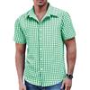 COOFANDY Camicia da uomo a quadretti, a maniche corte, per il tempo libero, vestibilità normale, casual, E-bianco&verde, XXL