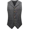 YFFUSHI Gilet da Uomo a Spina di Pesce Monopetto in Tweed Gilet da Abito Senza Maniche Panciotto Cerimonia Affari Casual, Grigio, M