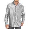 Generisch Camicia in lino, da uomo, estiva, per il tempo libero, a maniche corte, colletto alto, in cotone, slim fit, design classico, per attività all'aria aperta, per, argento, L