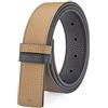 Vatee's Cinture reversibili in vera pelle degli uomini senza cinturino di ricambio della fibbia 3.4cm Ampio 110cm Lunga Cachi & Nero