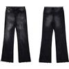 Generico Nuovo Unisex Lavato Jeans - Micro Flared Nero E Blu Patchwork Design, Moda Loose Fit, Pantaloni in Stile Coppia per Uomini E Donne-Color-1||m