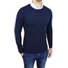Mat Sartoriale Maglione Uomo Sartoriale in Cachemire Blu Elegante Casual Golfino Pullover (l)
