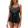 WIN.MAX Costume da Bagno a Due Pezzi Sexy Donna Tankini Canottiera+Pantaloncino da Bagno Costume per Mare, Spiaggia, Piscina, Party, Vacanza (Nero, EU36)
