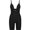 Bye Bra - Body da donna modellante con profonda scollatura a V, bordi tagliati al laser, spalline in silicone, coppe senza ferretto, shapewear per donne, modellante a vita media, collezione snellente
