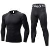 Minghe Set di biancheria intima termica da uomo, maglia e pantaloni bassi invernali, sci, montagna, ciclismo, moto Black Line L