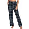Lovasy Pantaloni Pigiama Donna in Pile Pantaloni a Quadri Morbidi e Caldo Trousers Plaid con Tasche per Casa Casual B Verde L