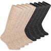 CALZITALY Pack 2-4 Paia Calze Lana Alpaca, Gambaletti Termici, Calzettoni Coste, Calzini Invernali, Made in Italy (35-38, 4 Paia - Beige + Antracite)