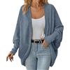 Generic Cardigan da donna autunno inverno nuovo cardigan manica pipistrello caldo oversize moda casual confortevole maglione lavorato a maglia traspirante, 02# Blu, XL