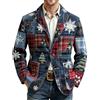 Générique Giacca Velluto Uomo Caldo con Stampa Natalizia Blazer di Natale Brutto da Uomo con Bottoni e Tasche Cardigan di Natale in Velluto a Costine Cappotto Business Fit Xmas, Blu-2, M