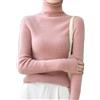 Niiyyjj Maglione da donna a collo alto 100% lana merino a maniche lunghe, Rosa, M