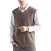 Chanyarn Gilet da Uomo 100% Lana Merino 2024 Autunno Inverno Scollo a V Morbido Senza Maniche Lavorato a Maglia Pullover (Brown,S)