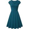 EFOFEI Donna Mini Abito Estivo Sexy Abito Estivo Retro a Vita Alta Abiti Aderenti Scollo a V Turchese XXL
