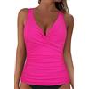 Cindy's Aunt Tankini da Donna con Ferretto, Increspato, Incrociato, per Controllo della Pancia, Senza Fondo, Rosa Caldo, 46