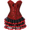Cexiakong Moulin Rouge Gothic Corsagenkleid KOR t Gonna a Spitenrock Burlesque Corsage KOR t con tutù, gonna in tulle, corsetto jacquard, KOR t Rock COR Dress Corsagenkleid Set Carnevale, Rosa caldo, XL