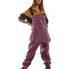 Generic Salopette da donna in pile vestibilità ampia cinghie regolabili tuta tinta unita con tasche tuta lunga termica pantaloni tuta invernale comoda salopette da donna salopette da donna salopette oversize,