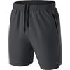 HMIYA Pantaloncini Running Uomo Leggero Sportivi Shorts Asciugatura Veloce Palestra Corsa Calzoncini con Tasca con Cerniera(Grigio Scuro,EU-5XL/US-4XL)