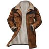 FASLOLSDP Cappotto invernale in finta pelle scamosciata da uomo, lungo foderato, in finta pelle, invernale, lungo, in pelliccia di orsacchiotto, con colletto in pelliccia scamosciata, vintage, trench