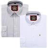 JANEO BRITISH APPAREL Nos Tibi Serviat U Camicia Oxford da Uomo a Righe a Maniche Lunghe. Acquista Singolo o con Il Suo Tinta Unita Corrispondente, Confezione da 2 Paia. Il Kensington,Colletto e Tasca con Bottoni. (2pc,White,L)