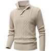 MeiLayM Maglioni Uomo Pullover Invernali Collo Alto Maglione con Zip Tenere Caldo Maglia a Costine Casual Giacca a Pullover Giubbetto in Pile a Maniche Lunghe Pullover Cachi,M