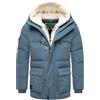 STONE HARBOUR Lauroo XX S-3XL - Giacca invernale da uomo con cappuccio e soffice inserto in pile Teddy, Blu polveroso, L