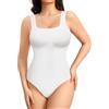 Nebility Body Contenitivo Modellante Donna, Body Snellente con Scollo Quadro, Intimo Contenitivo Modellante Curvy Senza Cuciture Pancia Piatta, Shapewear Invisibile per Ogni Occasione (Bianco, ML)