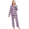 GLOBAL Pigiama Donna Flanella|Donna Pigiami Cotone Maniche Lunghe| Pigiami Due Pezzi da Donna| Camicie da Notte da Donna| Pjs Confortevole| Sleepwear Caldo Morbido Rosa/Blu, Griglia L