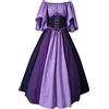 Fannyfuny Costume da Dama dell'800 Vintage Abiti con Maniche a Farfalla Vestito Gotico Lunghe con Spalle Scoperte Curvys Abito Lungo rinascimentali,Cosplay,Carnevale,Feste di Halloween, 02viola