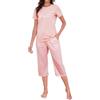 TeJoyce Pigiama Donna Cotone Estivo, Pigiami da Donna Corto Pigiami Due Pezzi da Donna Pigiama a Manica Corta Stampa Gatti e Pantaloni Lunghi 3/4 a Pois con Tasche Morbido Leggero da Casa