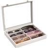 Lolalet Scatola per Occhiali da Sole Cassettiera, 8 Scomparti Impilabile Occhiali da Sole Organizzatore Scatola, Porta Occhiali Multiplo per Uomo Donne -1 Pezzi, Beige Coperchio