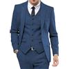 Generic Abito da Uomo in Tweed a Spina di Pesce, 3 Pezzi, da Cerimonia, Smoking con Revers a Lancia, Blu, Taglia XL