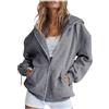Generico Felpa Donna con Cappuccio Leggera Giacca Oversize Moda Donna Felpe Zip Manica Lunga Sportiva Hoodie Cotone Sweatshirt Casual Cardigan con Tasche e Cerniera Classico Primavera Autunno