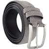 GRESEL Cintura Scamosciata Vera Pelle Uomo Donna, Made in Italy, Accorciabile, Grigio, 3.5 cm