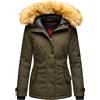Navahoo B392 - Giacca invernale da donna, parka con pelliccia sintetica, Oliva, XS