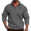 PODOLIXIA Felpa con collo alto a 1/4 zip da uomo senza cappuccio autunno inverno maglione da lavoro con chiusura lampo a maniche lunghe Troyer per il tempo libero da uomo, grigio scuro, 3XL