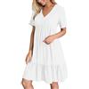 LKRSEEF Abiti Estivi Donna Vestiti Abitino Primaverile Mare Vestito Cotone Casual Estivo Abito Elegante in Lino Boho Chic Dresses Leggero Corto Abbigliamento Summer for Women Bianco L