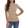 Totatuit T-Shirt Donna Cotone on Collo Alto Sottogiacca Eleganti Top Slim Fit Elasticizzato Dolcevita Maglia Manica Corta Basic Lupetto