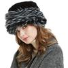 soul young Cappello di Vera Pelliccia di Volpe per Donna Stile Stampa Russo Russian Style(Nero&Bianco)