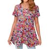 Enmain Magliette Tunica Donna a Maniche Corta Estiva Maglia Lunga Ampia Desigual Casual Blusa Camicia Scollo Tondo Floreale Paisley Elegante S-3XL
