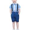 Yishengwan 3 Pezzo Bambini Ragazzi Abbigliamento Set Gentleman Nozze Abito Cerimonia Vestiti Set, Camicia a Maniche Corte + Pantaloncini con Bretelle + Papillon