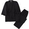 OWLONLINE Pigiama Kimono Giapponese da Uomo in Velluto, Taglia Comoda (Taglia XL, Nero)